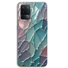 Capa - MANIACASE - Oppo A94 - Textura escamas - Vidro colorido - Preto