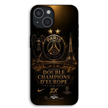 Capa Para iPhone 12 Pro Max PSG liga dos campeões 2 estrelas preta e dourada Maniacase