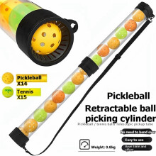 Récupérateur de Balles de Tennis Extensible, Tube de Ramassage et Porte-Balles pour Pickleball et Tennis, Peut Contenir 15 Balles de Pickleball.