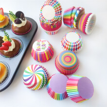 (Mixed Color) Muffin Cupcake Paper Cups Rainbow Cake Forms Cupcake Liner For Christmas Wedding Party Kitchen Baking Tray Cake Mold