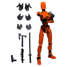 Robot Action Figure, 3D Printed with Full Articulation for Stop Motion Animation Orange