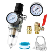 1/4 Inch Luchtcompressorfilterregelaarcombinatie AW2000-02 - Messingelementen, 150 PSI Maximale Druk, Compact Ontwerp