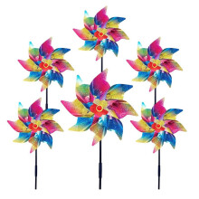 6 Unidades de Cata-Ventos Brilhantes para Quintal e Jardim, Decorações de Gramado, Cata-Ventos Coloridos, Redemoinhos Reflexivos, Moinho de Vento