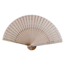 Fashion Wedding Hand Fragrant Party Carved Folding Fan Chinese Wooden Vintage Hollow Antiquity B