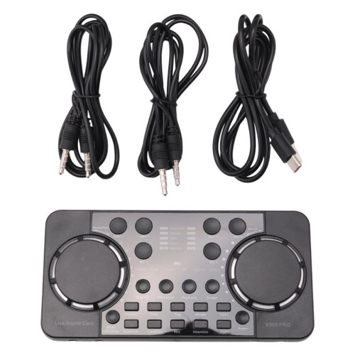 V300 Pro Sound Card -Compatible Audio Interface Mixer DJ Digital Effect Noise Reduction Console USB Record