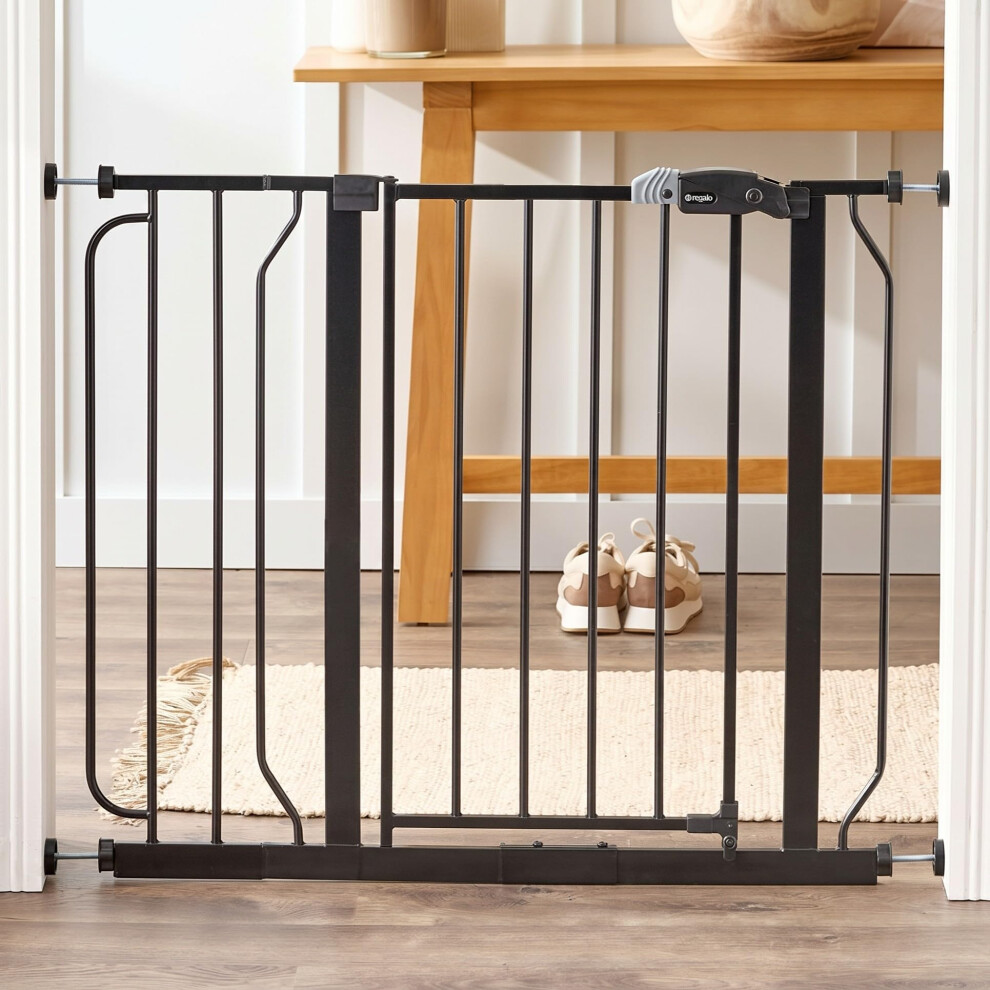 Safety Easy Step Baby Gate For Doorways & Bottom Of Stairs, Fits Openings 73.6-95.5Cm (Extension Included) Pressure Mounted For Babies, Toddle Regalo