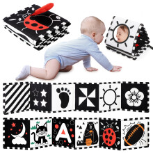 URMYWO Baby Toys 0-6 Months, Black and White Sensory Toys Brain Development, Tummy Time Toys, Soft Baby Book