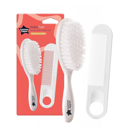 Tommee Tippee Tommee Tippee Essential Basics Brush and Comb Set, White, 2 Count (Pack of 1)