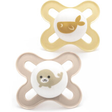 MAM Original Start Soothers | 0-2 Months | 2 Pack | Newborn Dummies | Comes in Dummy Steriliser Case | Sustainable Materials | Baby Accessories for N
