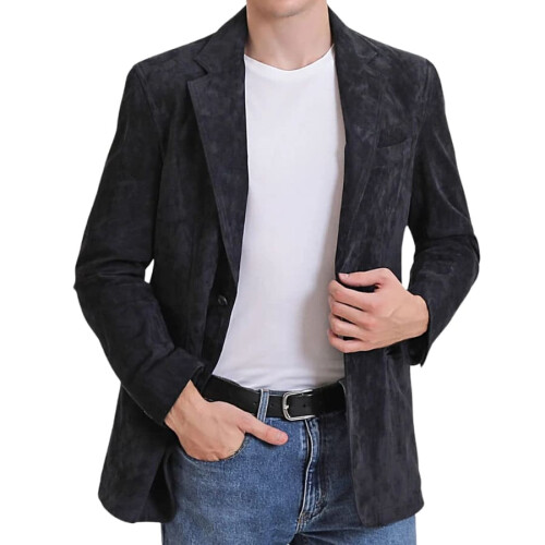 (3XL) Zephyr Black Suede Blazer 2