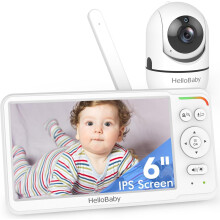HelloBaby Baby Monitor with Camera and Night Vision, World First 6" Split Screen 30-Hrs Battery, 1000ft, No WiFi, Remote Pan/Tilt/Zoom Camera, VOX EC