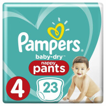 Pampers Baby-Dry Nappy Pants Size 4, 9-15kg, White, 23 Count