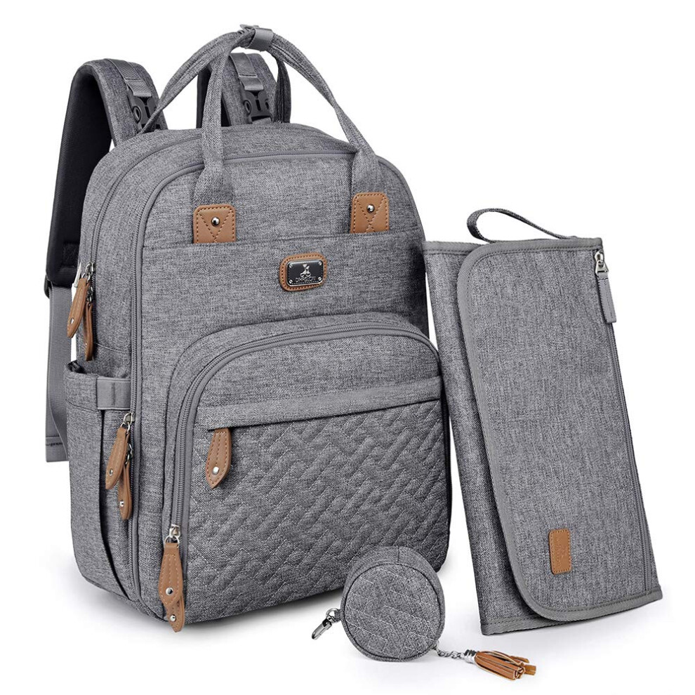 Dikaslon Baby Changing Bag Backpack, Large Baby Bag For Mum And Dad With 19 Pockets, Spacious Nappy Changing Bags With Mat, Pacifier Holder, Stroller