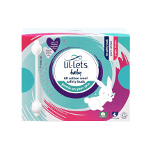 Lil-Lets Baby Wool Safety Buds, 1 x Pack of 60, Certified Organic, 100% Pure Wool Tips, Durable Paper Stems, Plastic Free Cotton Buds, Dermatological