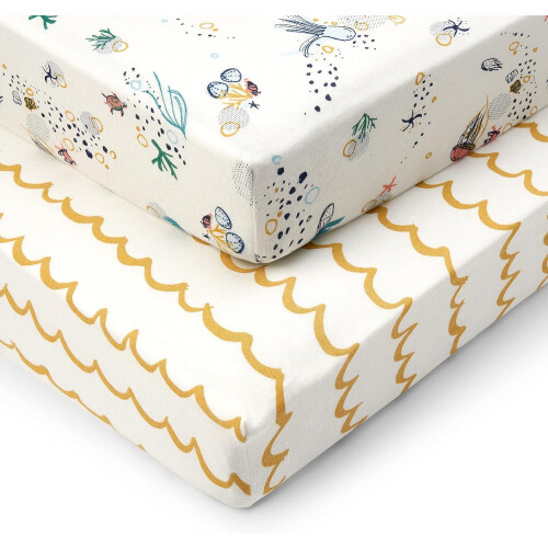 Tutti Bambini Cot Bed Fitted Sheets Cotton 2 Pack - Our Planet