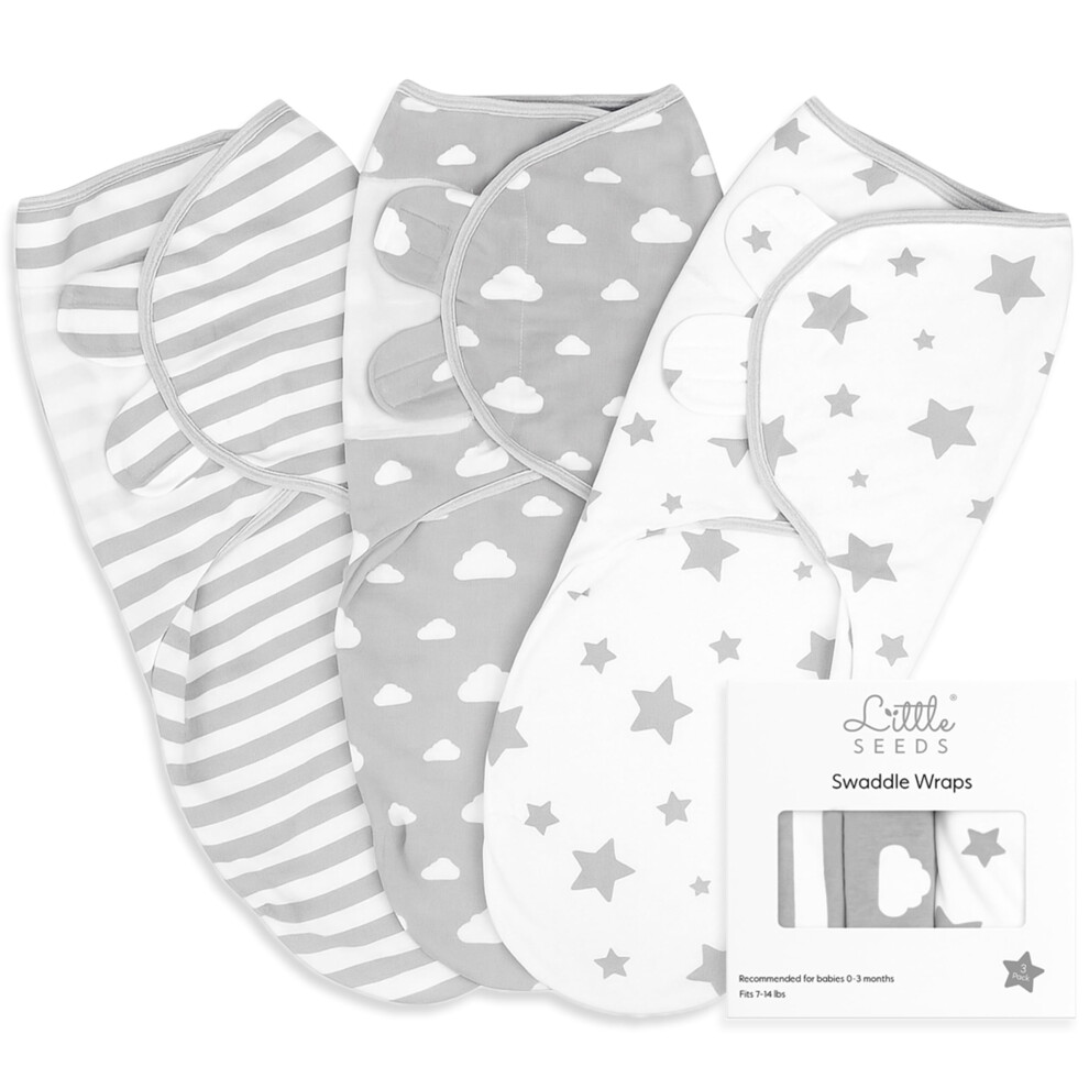 Little Seeds Swaddle Blanket 0-3 Months, 3-Pack Organic Cotton Baby Swaddles - Swaddles For Newborns Infant Boys & Girls, Soft & Snug Hip-Healthy Swa