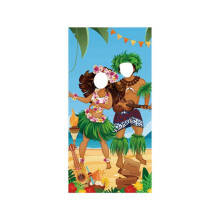 Banner de Porta com Foto de Casal Luau Decorações de Festa Havaiana Banner de Propsaloha com Foto Luau 71 X 35,5 Polegadas