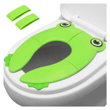 PandaEar Toilet Seat Cover | Folding Travel Toilet Seat for Children and Potty Training with Non-Slip Silicone Pads | Recyclable Toilet Seat (Green)