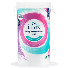 Lil-Lets Cotton Wool Roll, 500g, Certified Organic, 100% Pure Cotton Wool, Super Soft and Absorbent, Gentle on Skin, Dermatologically Tested, for Wou
