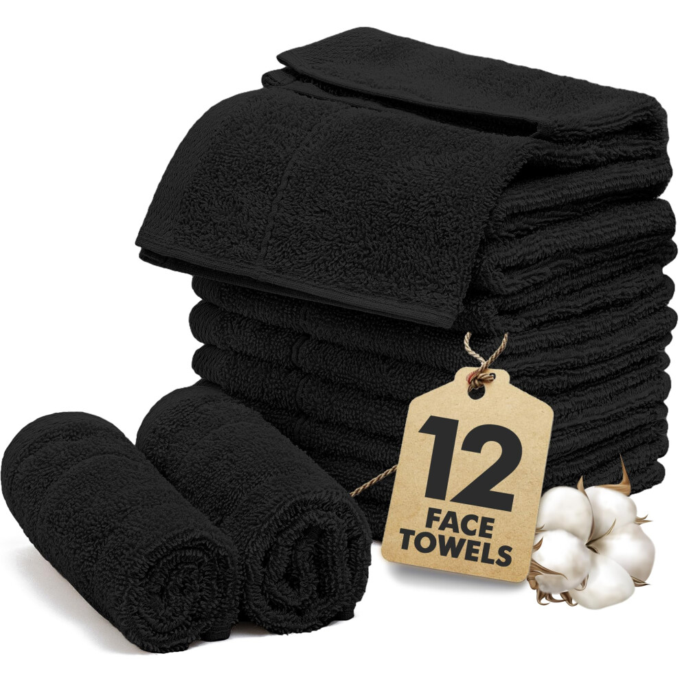 Novo Home Face Towels Pack Of 12 – 550 Gsm 100% Cotton Washcloths (30X30cm) – Soft, Quick Dry, Highly Absorbent Flannels For Bathroom, Spa, Gym