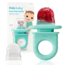 Frida Baby Push Pop Feeder: Fresh + Frozen Food Silicone Feeder for Babies, Safely Introduce New Foods, Dishwasher Safe, Teal