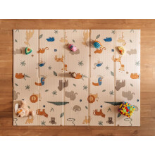 Nuby Foldable Reversible Play Mat - Easy Clean | Reversible | Waterproof | Suitable from Birth | 147 x 195 cm (Safari)