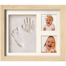 PewinGo Baby Footprint & Handprint Kit,100% Baby Safe Clay, Upgraded Solid Wood Keepsake Photo Frame, Personalized Newborn Nursery Picture Frame for