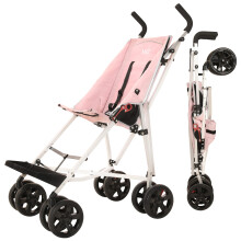 MobiQuip XL Disability Pushchair, Pink - Special Needs Stroller for Older Children up to 50kg - Lightweight Folding Aluminium Frame - Adjustable Foot
