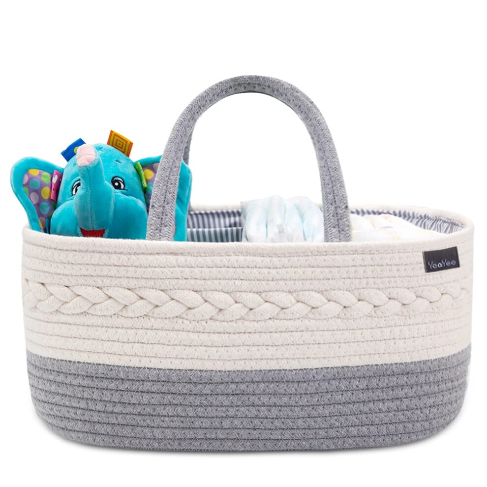 Nappy Caddy, Baby Diaper Caddy Organiser, Portable Storage Basket With Changeable Compartments,100% Cotton Canvas, Newborn Gift Yeayee