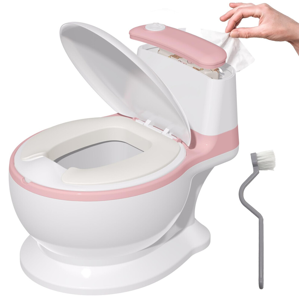 Potty Training Toddler Toilet Seat,Baby Pottys For Boys Girls,Toddlers Realistic Toilet Potty Chair Potties With Wipes Storage Splash Guard Non-Slip Sweetmirth