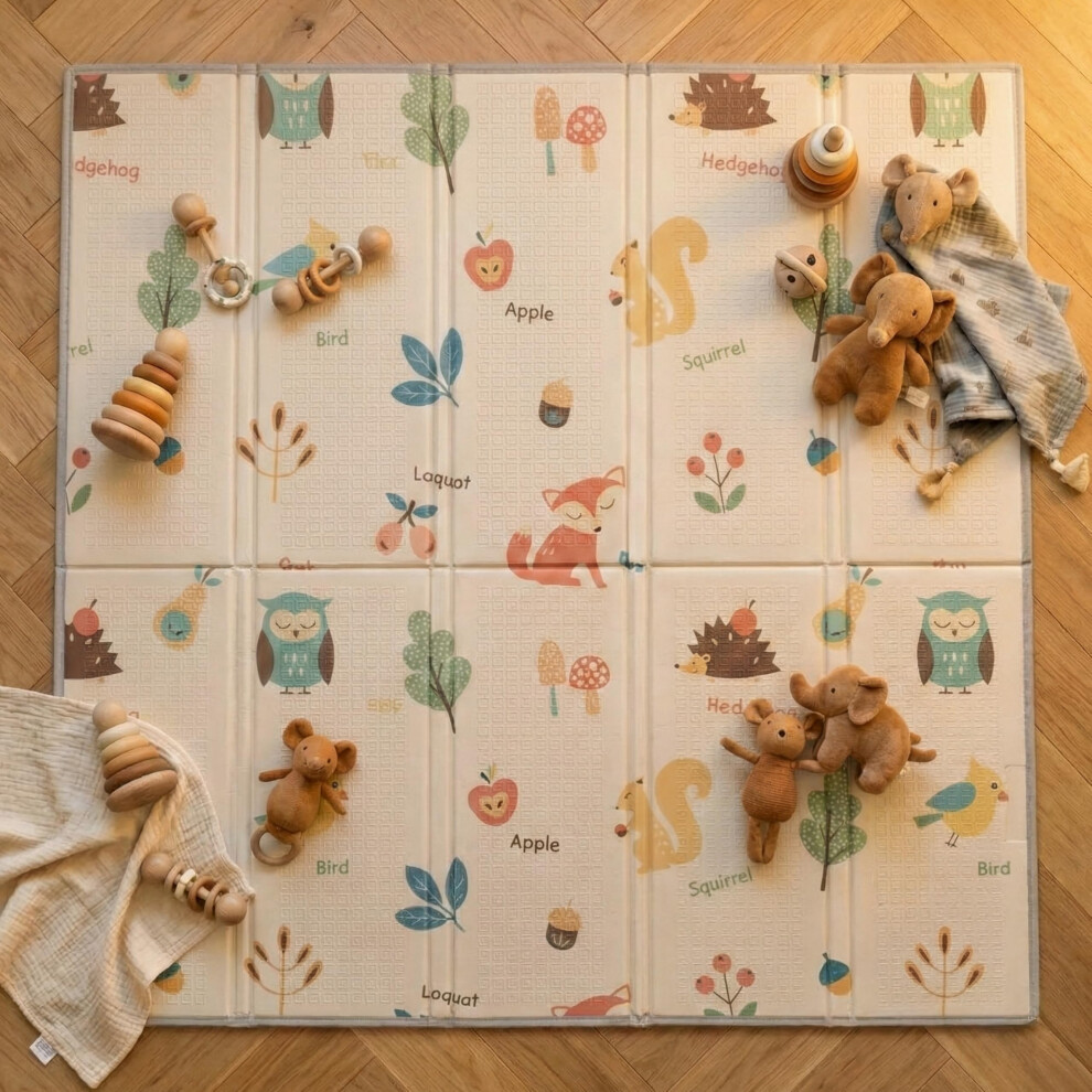 Early Wanders Foldable Baby Play Mat (120X120cm) – Thick, Waterproof Foam Floor Mat For Crawling & Tummy Time – Portable, Soft Playmat For Newborn