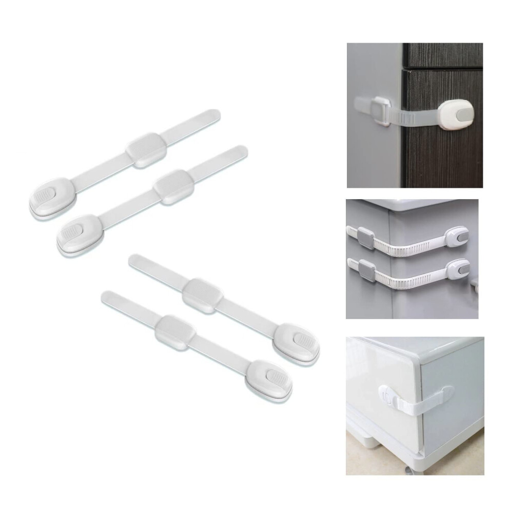 S&D, Child Safety Cupboards Straps Door Locks For Cabinets Drawers Kitchen Toilet Fridge Baby Proofing Kit Easy Installation, Childproof Adjustable L Start And Drive Ltd