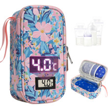 YOUSHARES Breastmilk Cooler Bag - Breast Milk Cooler Travel Bag with Real-Time Temperature Display, Breast Milk Storage Bag with 2 Ice Pack, Small Co