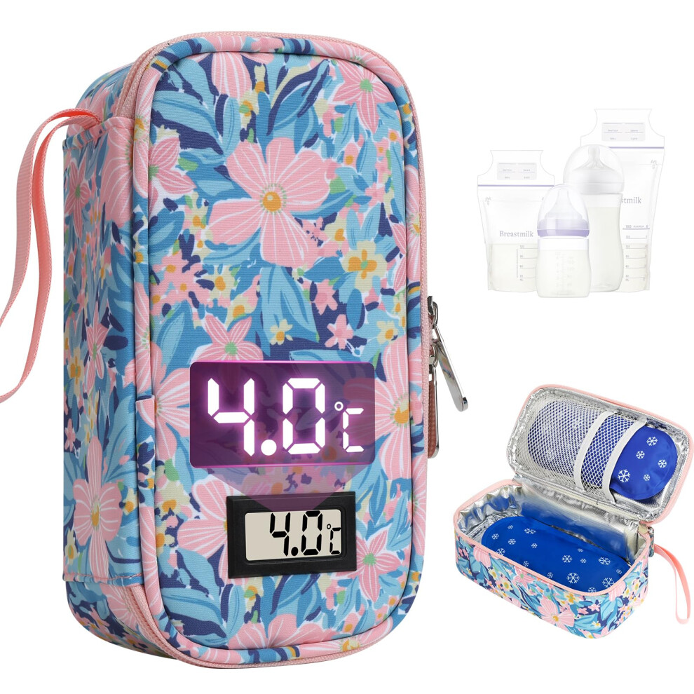 Breastmilk Cooler Bag - Breast Milk Cooler Travel Bag With Real-Time Temperature Display, Breast Milk Storage Bag With 2 Ice Pack, Small Co Youshares