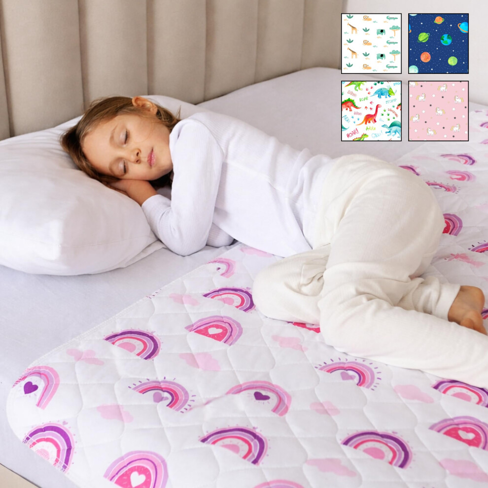 Toddler Potty Training Bed Pads - Soft Waterproof Bedwetting Pee Protector Mat For Kids - Multi-Layer Non-Slip Washable Incontinence Mattres Lynmark