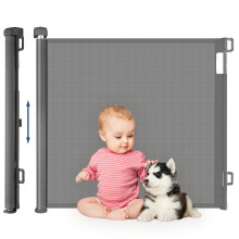 HollyHOME Retractable Stair Gate 180cm Extra Wide One Hand Operation Baby & Pet Safety Gate Indoor & Outdoor, Grey