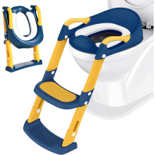 Potty Training Toilet Seat Toddler: Kids Potty Training Seat with Adjustable Height Non-Slip Step Ladder - Foldable Portable Toilet Trainer Chair wit