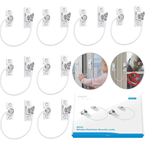 eSynic 8Pack Durable Window Restrictor for UPVC PVC Wooden Windows