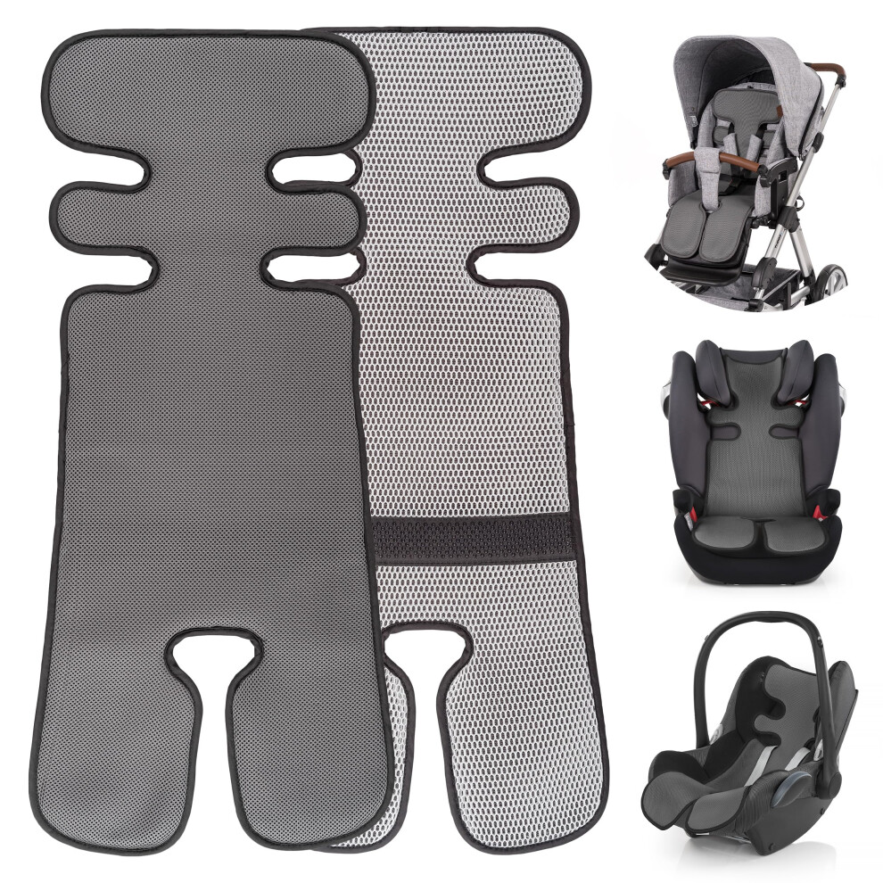 Cool & Dry Universal Summer Pushchair Liner | Breathable Insert Liner For Pushchair, Stroller, Pram, Buggy And Car Seat - Grey Zamboo