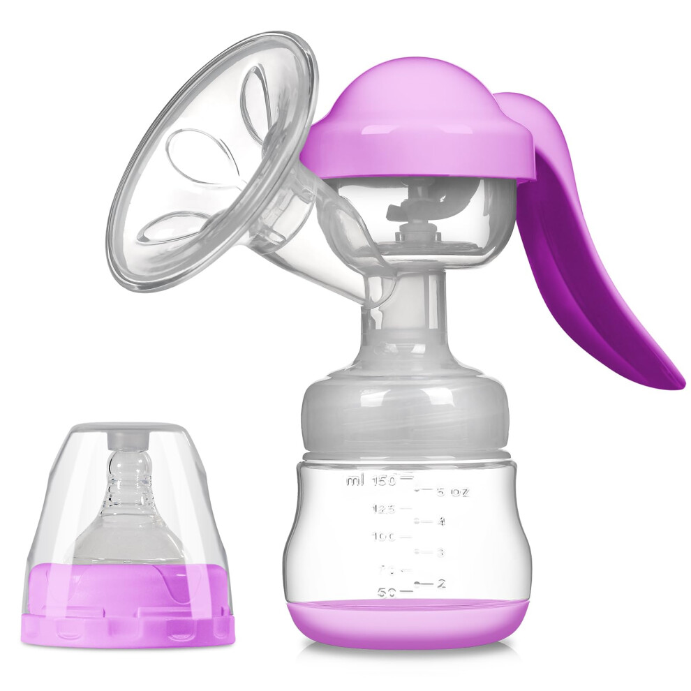 Manual Breast Pump With 150Ml Storage Bottle, Bpa-Free Silicone Breast Pump, Adjustable Suction, Ergonomic Hand Pump, Portable Milk Catcher For Breas Pugtow