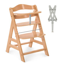 hauck Alpha+, Natural - Wooden High Chair 6 Months to Adult Sustainable FSC Certified Beechwood Toddler Feeding and Entertainment Chair, Inclusive 5