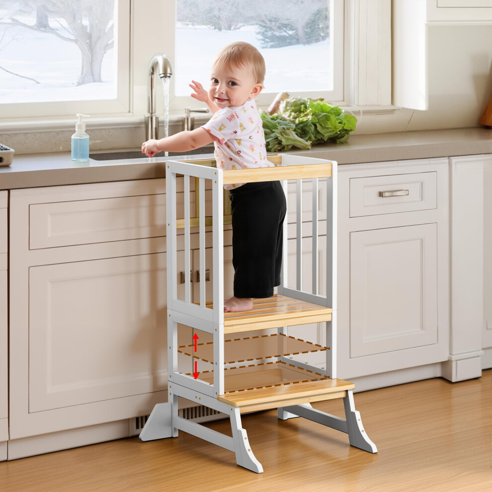 Height-Adjustable Toddler Standing Tower – Stable Kitchen Standing Stool With Reinforced Base – Lightweight Portable Standing Helper For Cosyland