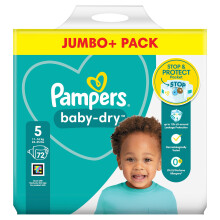 Pampers Baby Dry Size 5, Nappies 11 to 23kg, with Absorbing Channels