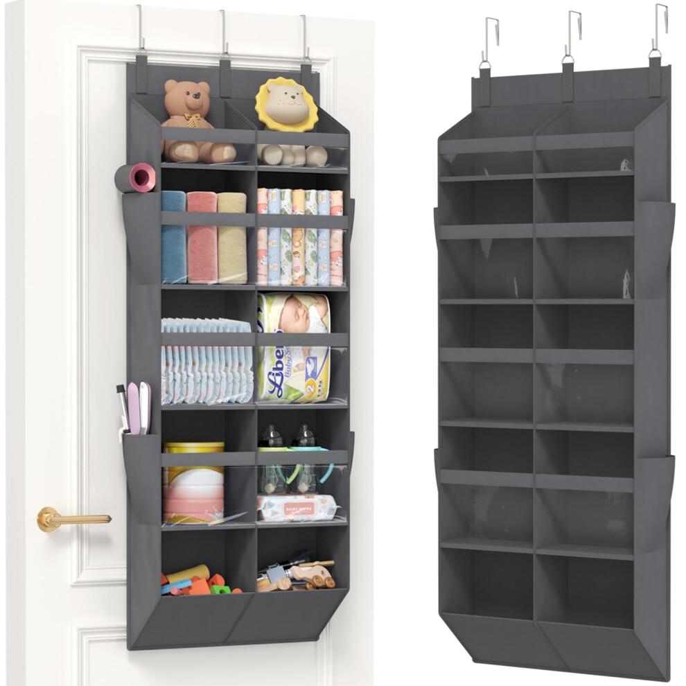 Lifewit Over The Door Storage, Clear Hanging Organiser With 4 Side Pockets, Anti Tilt 40 Lbs Load Behind Door For Dorm, University Essentials, Room,