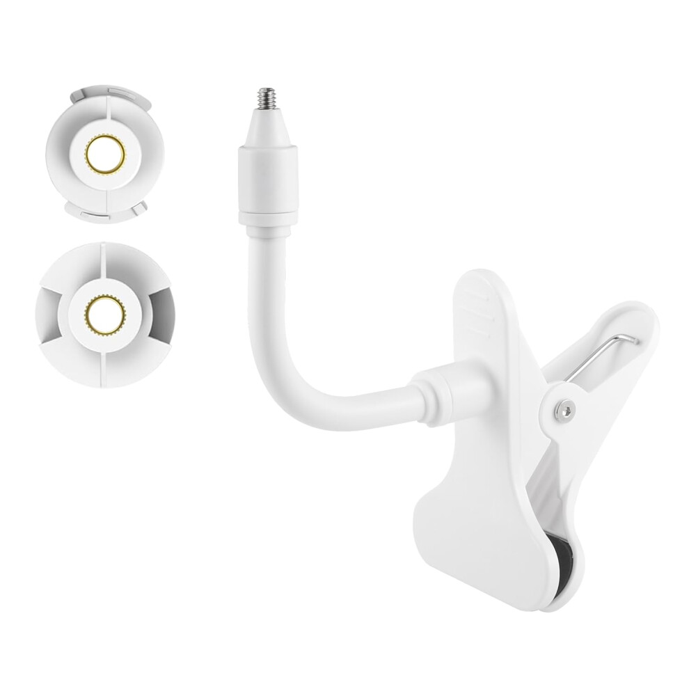 Tonton Baby Monitor Mount, Flexible Clip Clamp, Compatible With Hellobaby/Eufy Cameras, Stainless Steel & Silicone, White