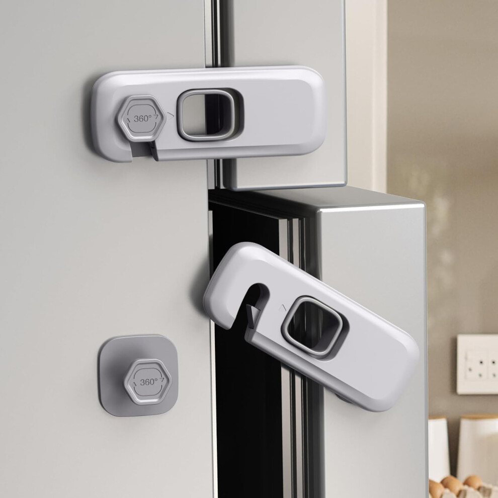 Child Proof Refrigerator Lock 3 Pack - Baby Safety Fridge Door Lock, Easy Install Adhesive Appliance Locks, No Drill Freezer Cabinet Locks For Toddle Ertzinla