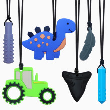 6 Pack Silicone Chew Necklace for Kids, Sensory Teething Chewy Toys for Toddlers, Children with Autism, ADHD, Special Biting Needs, Oral Chewing Teet