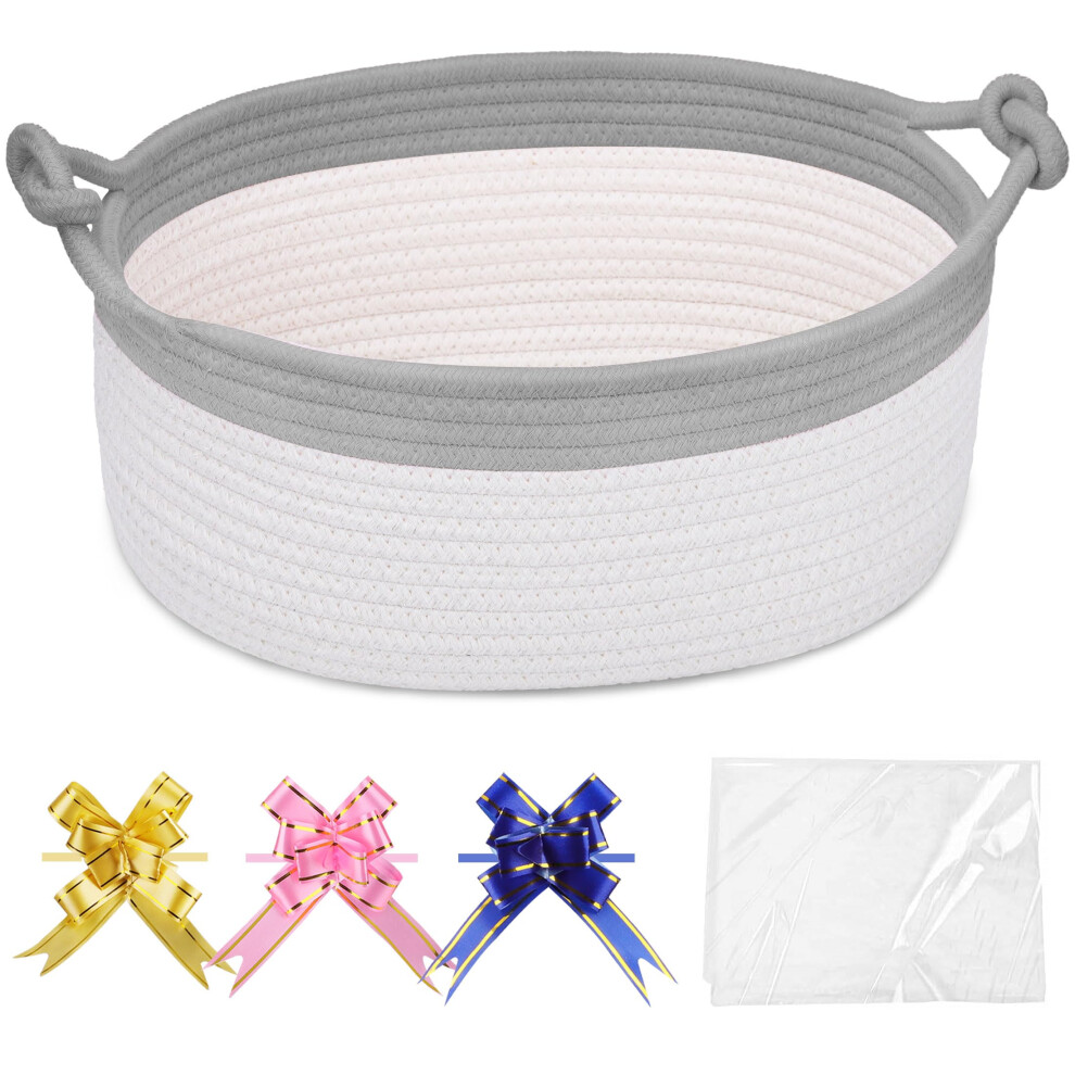 Comse Gift Basket Empty, Small Woven Basket With Gift Bags And Ribbons, Nursery Bin To Fill With Small Items, Baby, Pet Toy Organizer Box, 30.5 X 20