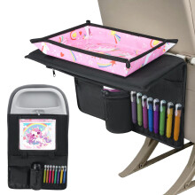 Babenest Kids Travel Tray Table Cover with Tablet Holder, Plane essentials for Toddler, Airplane Travel Tray with Pockets, Travel Essential Must-Have
