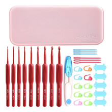 32PCS Crochet Hooks Set, Ergonomic Crochet Hooks with Case for Arthritic Hands, Extra Long Crochet Needles, Crochet B
